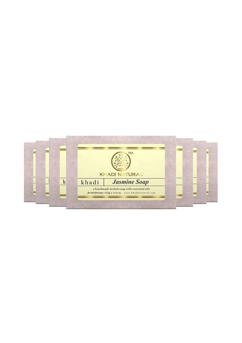Khadi Natural Jasmine Handmade Soap 250 ml (Pack of 7) | Natural Herbal Care | Herbal Bath for Skin Cleansing & Relaxing Aroma - Indya