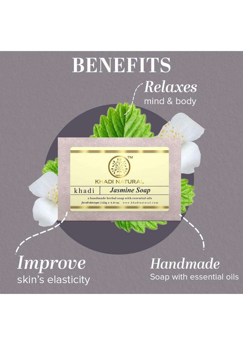 Khadi Natural Jasmine Handmade Soap 250 ml (Pack of 7) | Natural Herbal Care | Herbal Bath for Skin Cleansing & Relaxing Aroma - Indya
