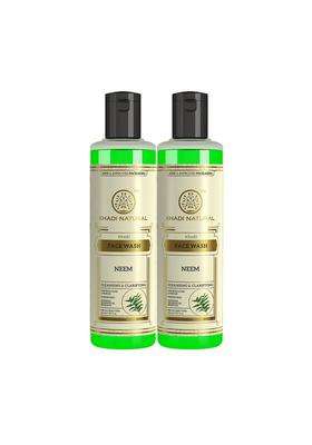 Khadi Natural Ayurvedic Neem Face Wash (210 ml x 2) (420 ml) (Pack of 2) | Authentic Traditional Formula | Anti-Acne Cleanser for Acne-Prone Skin