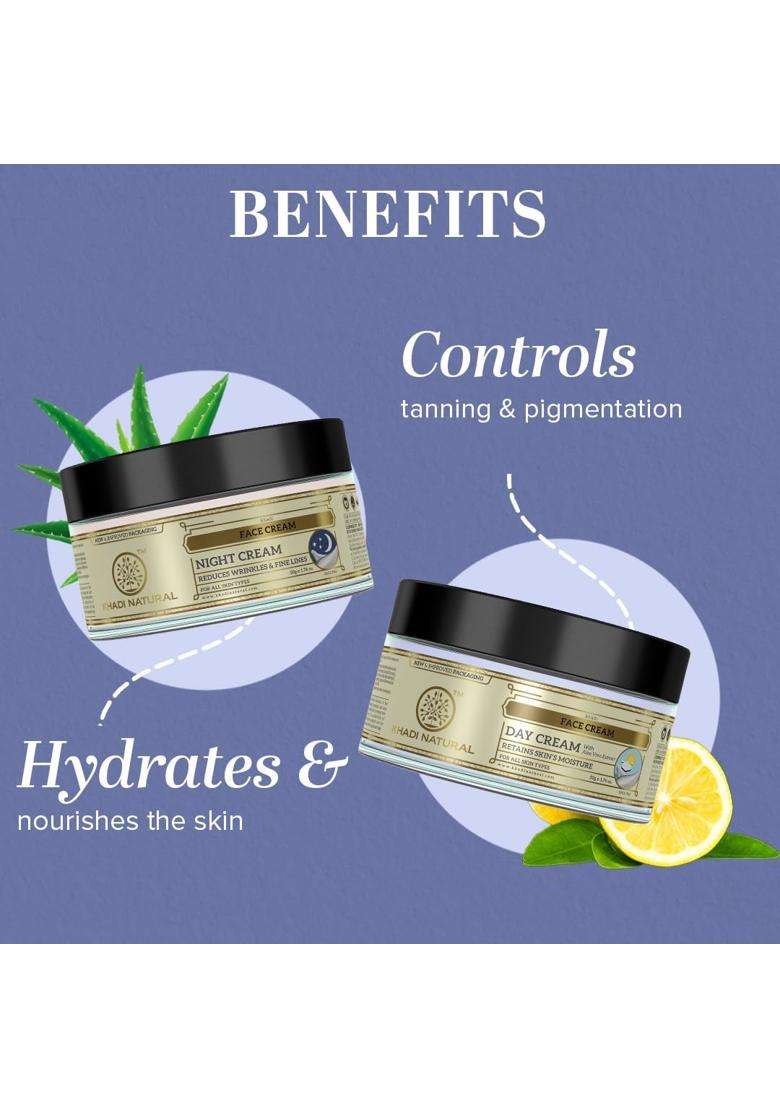 Khadi Natural Herbal Combo Of Day Cream And Night Cream Combo Pack (50 g each) | Natural Herbal Care | Fades spot and blemishes - Indya