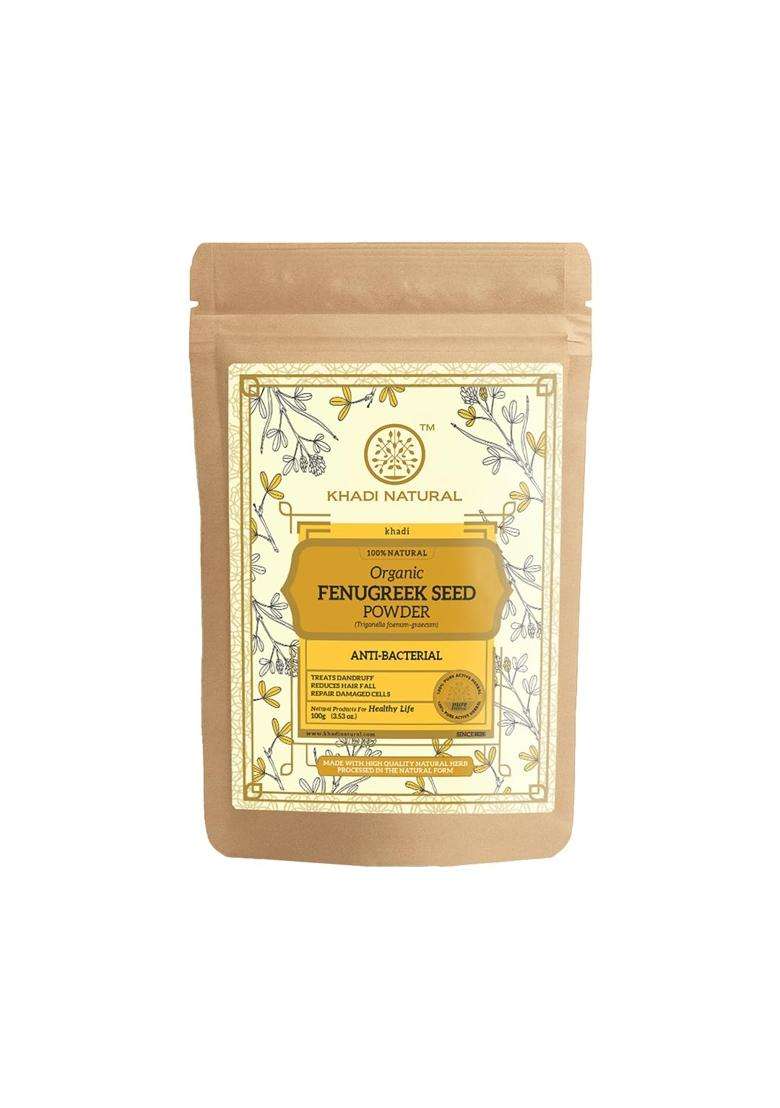 Khadi Natural Fenugreek Leaf Organic Powder 100 g | Natural Hair Care Powder for Scalp Nourishment & Stronger Hair | No Adde - Indya