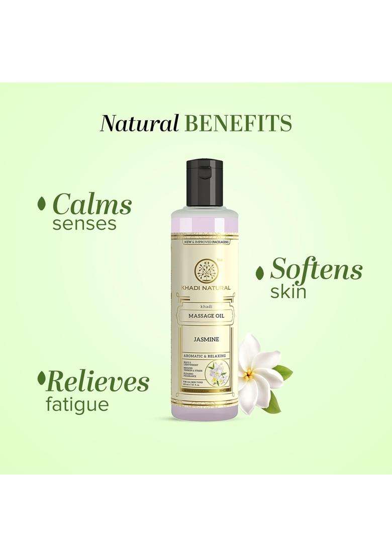 Khadi Natural Jasmine Massage Oil 210 ml | Natural Herbal Care | Aromatherapy Body for Relaxation | Helps Relieve Stress & Fatigue | Suitable for All - Indya