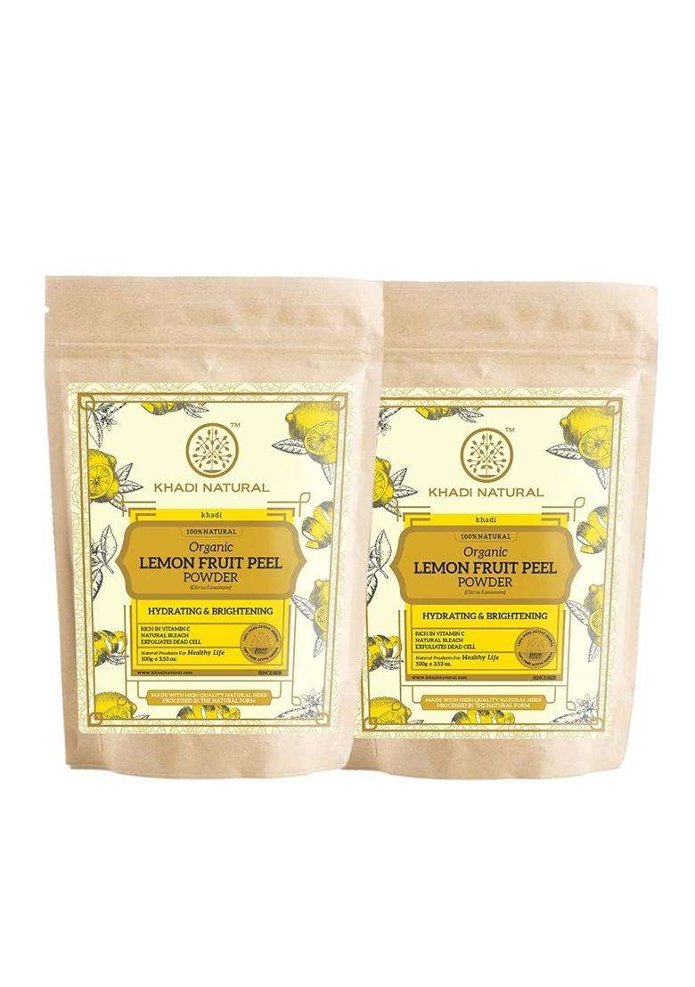 Khadi Natural Lemon Fruit Peel Organic Powder (2x100 g) 200 g (Pack of 2) - Indya