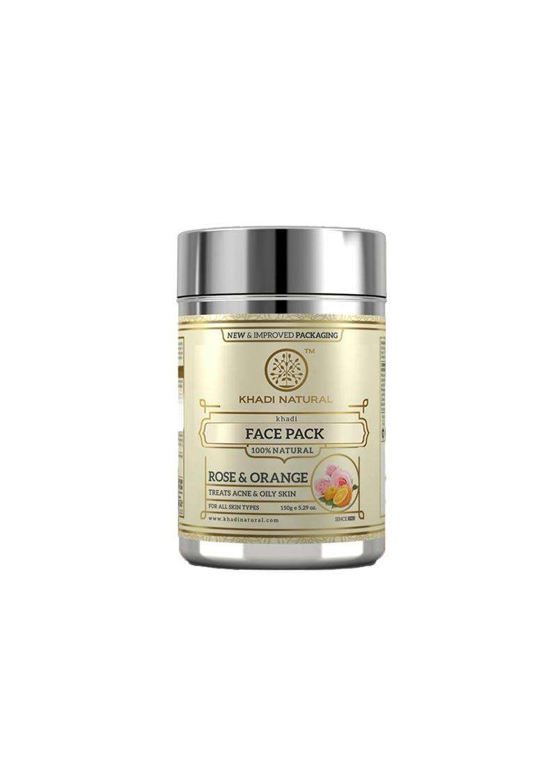 Khadi Natural Rose & Orange Face Pack 50 g | Natural Herbal Care | Herbal for Glowing & Fresh Looking Skin | Natural Care | Free from Harsh Chemicals - Indya