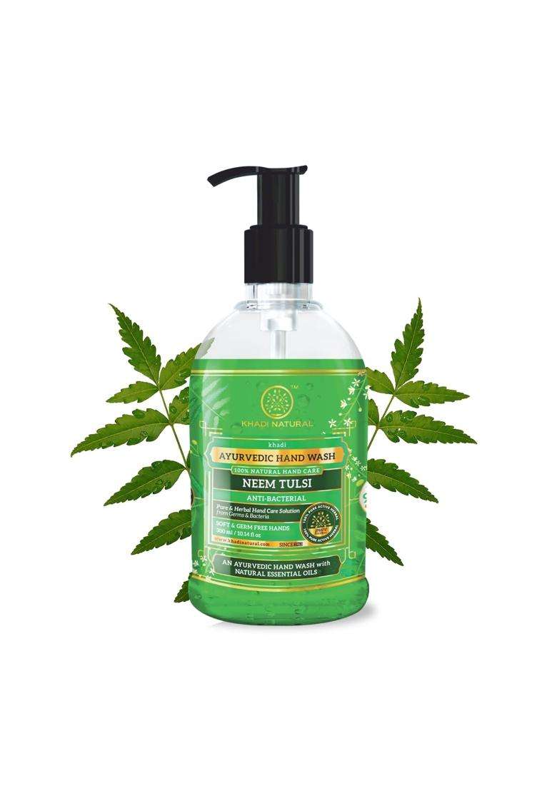 Khadi Natural Neem Tulsi Hand Wash 300 ml | Natural Herbal Care | Herbal Liquid for Gentle Cleansing | Helps Remove Dirt & Maintain Skin Freshness - Indya
