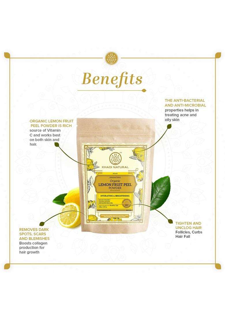 Khadi Natural Lemon Fruit Peel Organic Powder 100 g - Indya
