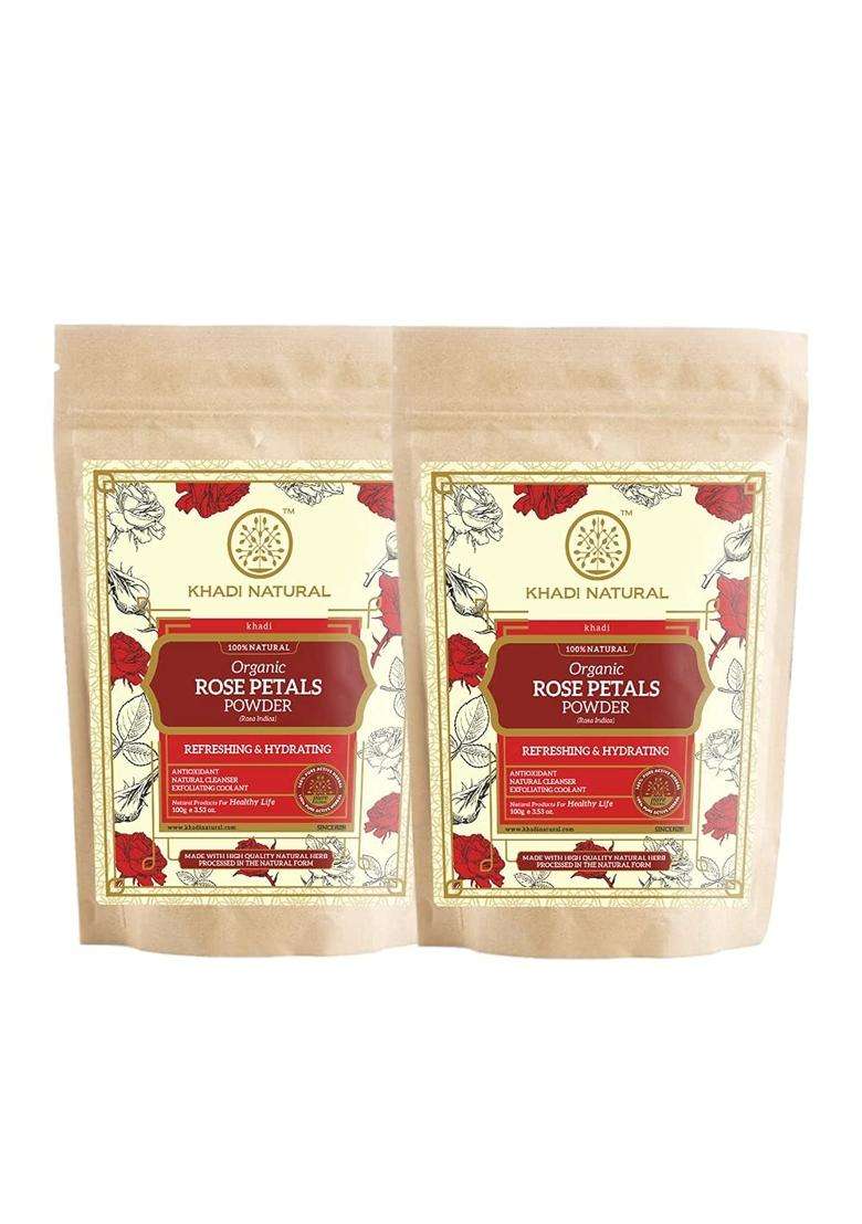 Khadi Natural Sandal & Rose Face Pack 50g Each (Pack of 2) | Natural Herbal Care | Herbal Face Pack for Oil Control & Fresh Looking Skin - Indya