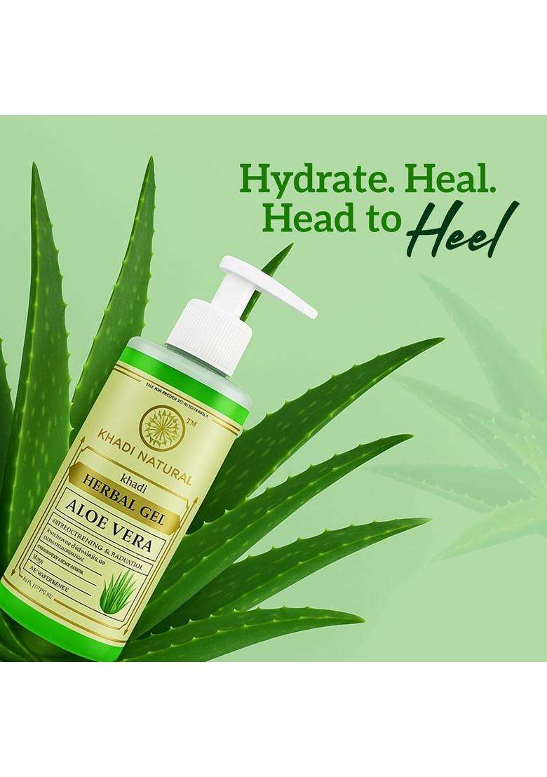 Khadi Natural Herbal Aloe Vera Gel with Dispenser 500 ml | Natural Herbal Care | Lightweight, Non Sticky Formula | Deeply Hydrates, Soothes Skin - Indya