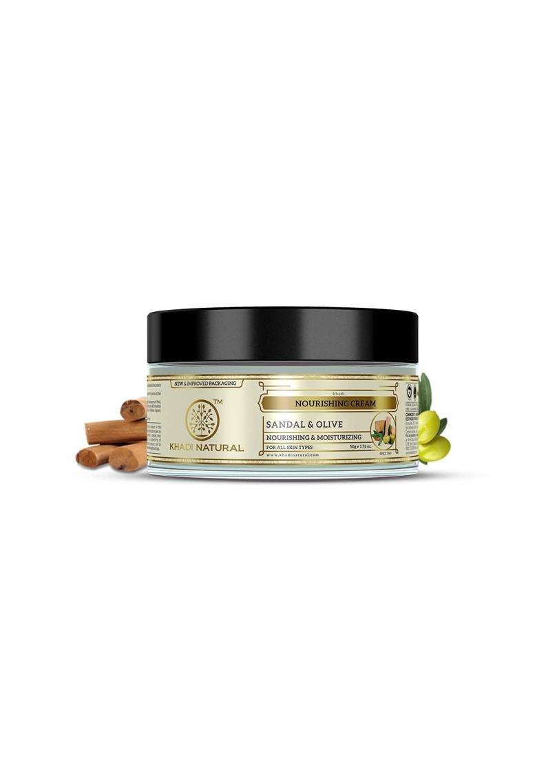 Khadi Natural Ayurvedic Sandal and Olive Face Nourishing Cream, 50g | Authentic Traditional Formula - Indya