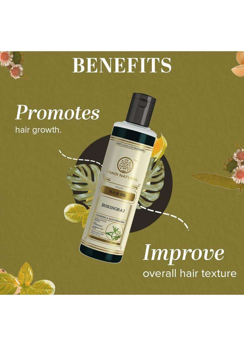 Khadi Natural Bhringraj Hair Oil (210 * 2) (420 ml) (Pack of 2) | Controls Hair Fall | Nourishing Oil For Healthy Hair Growt - Indya