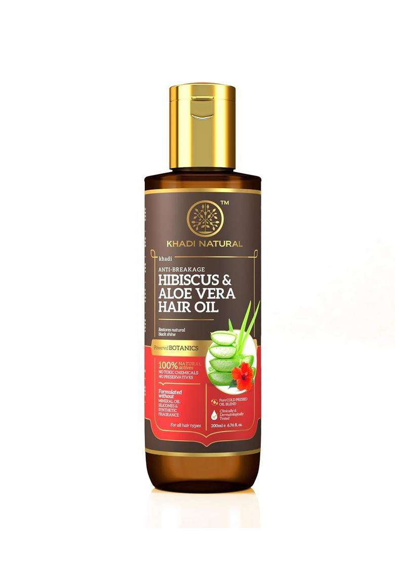 Khadi Natural Hibiscus & Aloe Vera Hair Oil 200 ml | Natural Herbal Care | Herbal Hair Oil for Frizzy Hair Care | Silicone & Mineral Oil Free | Suit - Indya