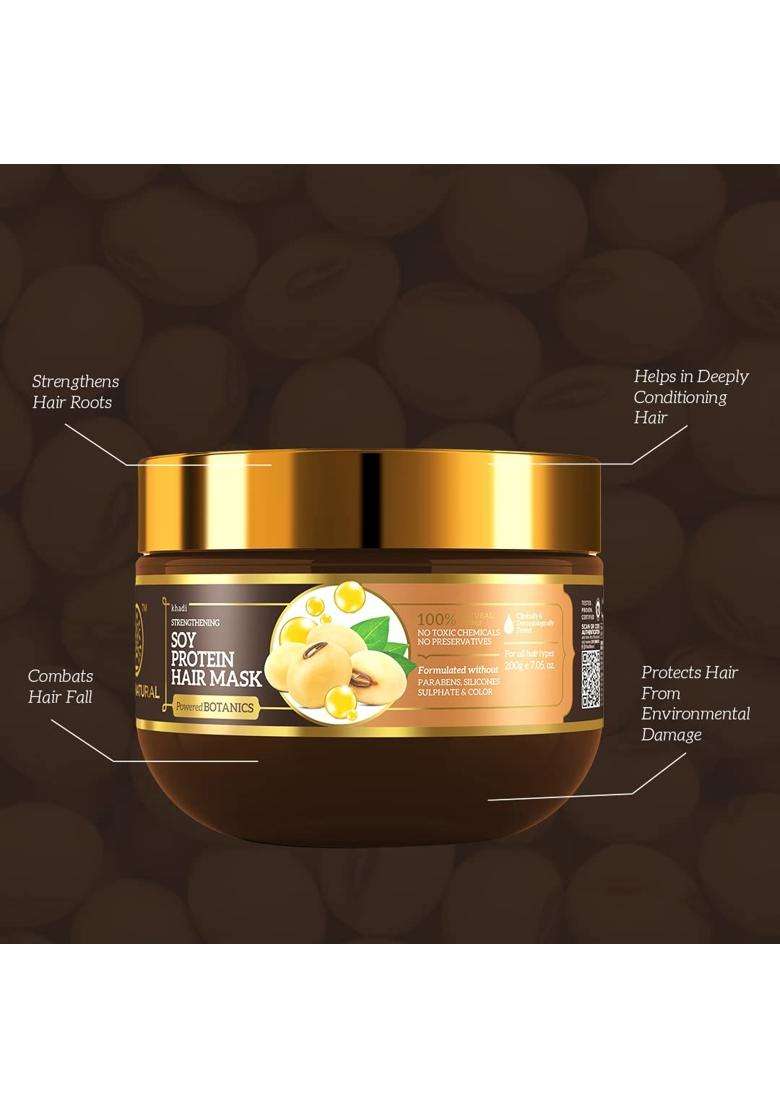 Khadi Natural Soy Protein Hair Mask Powered Botanics 200g | Natural Herbal Care | Herbal Hair Mask for Deep Hair Nourishment - Indya