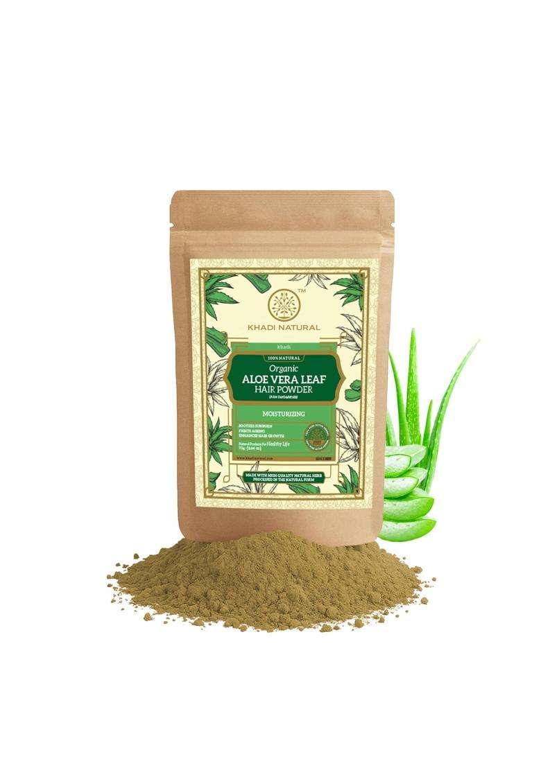 Khadi Natural Aloe Vera Leaf Organic Powder 75 g | Soothing Skin & Hair Care | Heals Dryness, Hydrates Scalp | No Chemicals - Indya