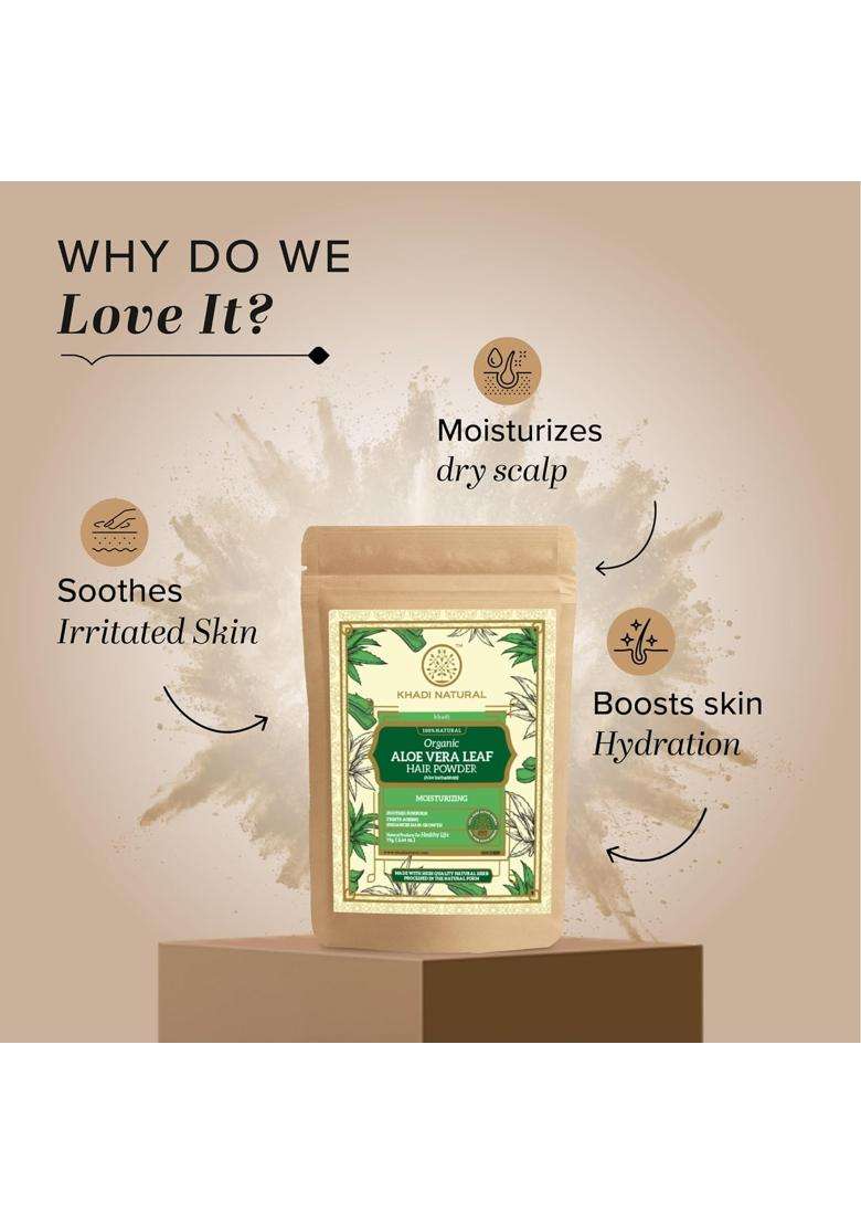 Khadi Natural Aloe Vera Leaf Organic Powder 75 g | Soothing Skin & Hair Care | Heals Dryness, Hydrates Scalp | No Chemicals - Indya