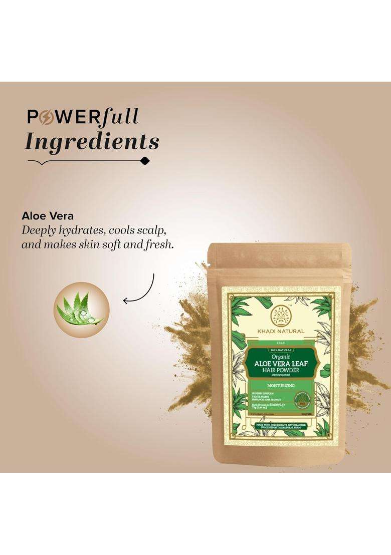 Khadi Natural Aloe Vera Leaf Organic Powder 75 g | Soothing Skin & Hair Care | Heals Dryness, Hydrates Scalp | No Chemicals - Indya