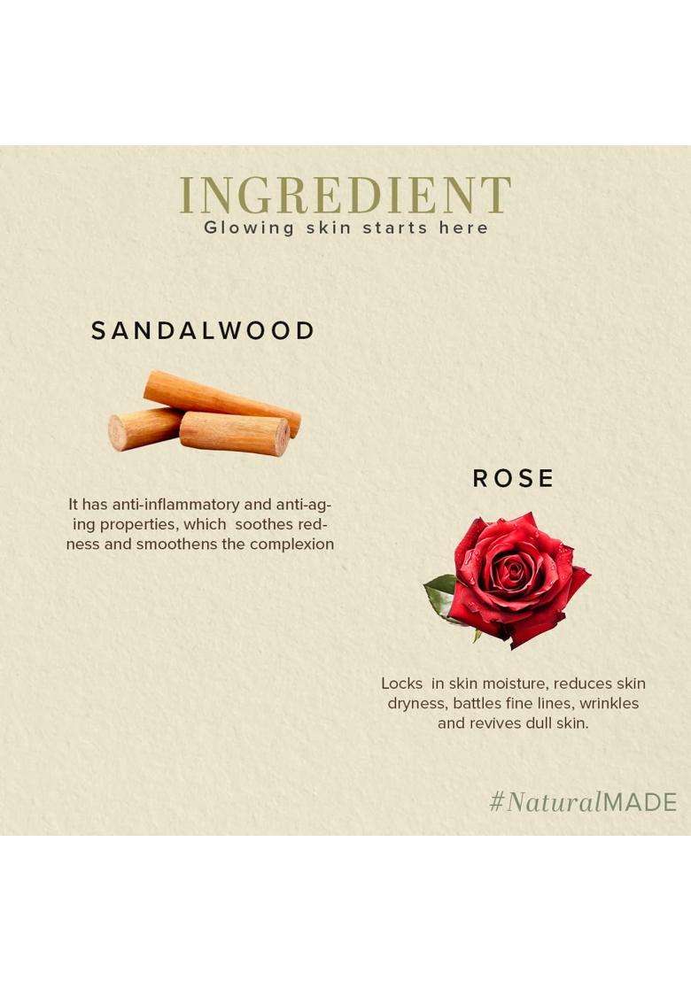 Khadi Natural Sandalwood & Rose Face Pack 100g | Natural Herbal Care | Herbal for Soothing & Bright Looking Skin | Helps Cleanse & Improve Texture - Indya