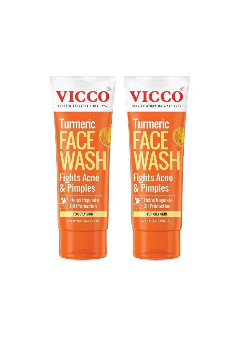Vicco Turmeric Face Wash 100 g (Pack of 2) | Authentic Traditional Formula | Ayurvedic Turmeric Face Wash | Controls Oil | Healthy, Even Glow - Indya