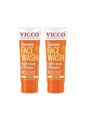 Vicco Turmeric Face Wash 50 g (Pack of 2) | Authentic Traditional Formula | Ayurvedic Turmeric Face Wash | Controls Oil | Healthy, Even Glow
