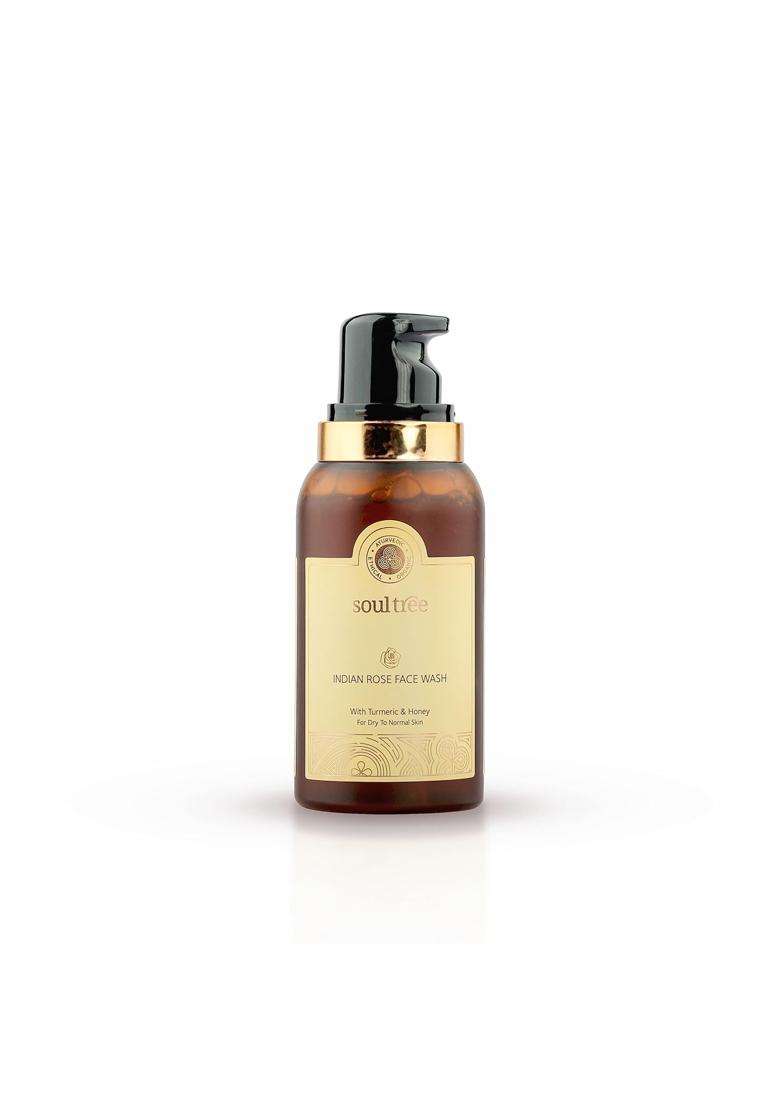 SoulTree Ayurvedic Rose Face Wash With Turmeric & Honey For Dry to Normal Skin 120 ml | Authentic Traditional Formula - Indya