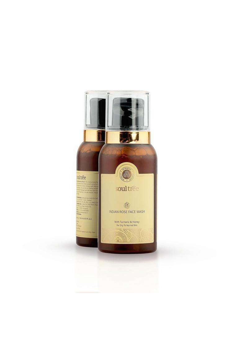 SoulTree Ayurvedic Rose Face Wash With Turmeric & Honey For Dry to Normal Skin 120 ml | Authentic Traditional Formula - Indya