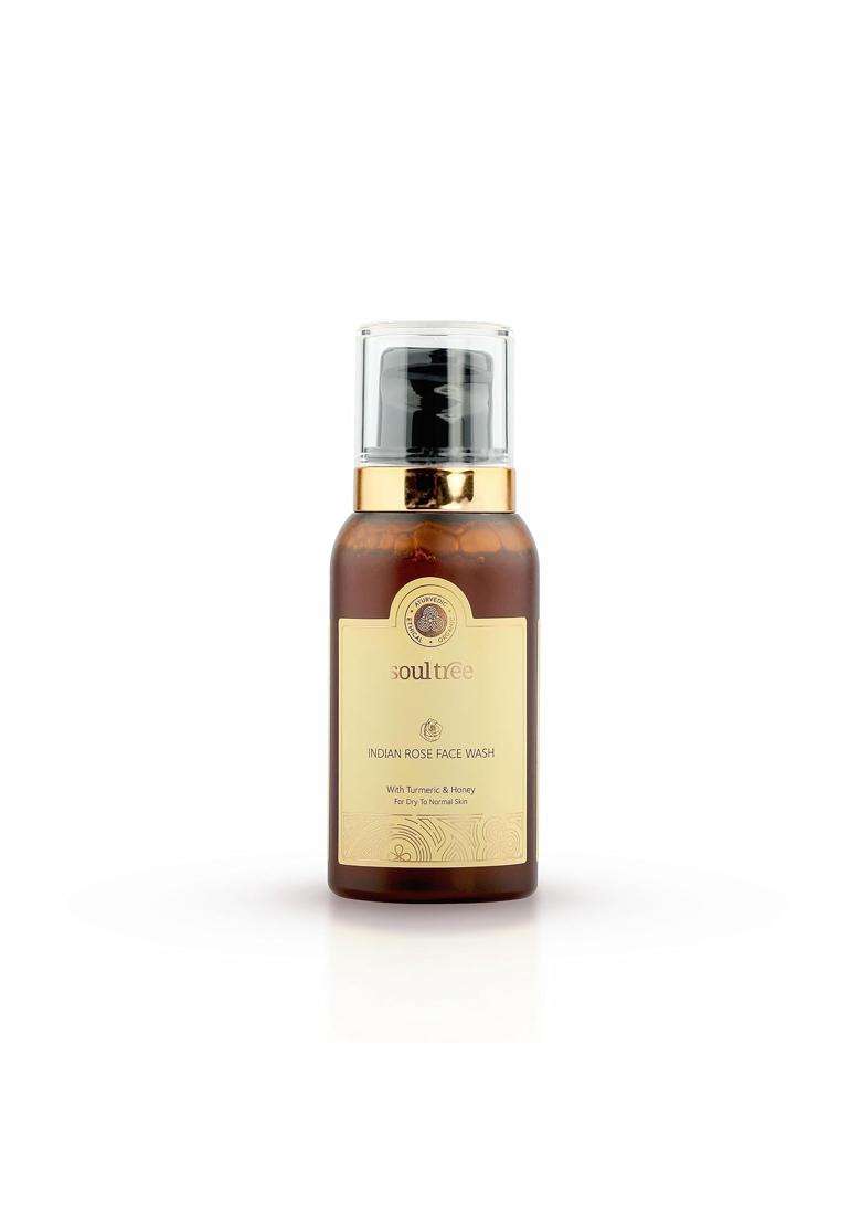 SoulTree Ayurvedic Rose Face Wash With Turmeric & Honey For Dry to Normal Skin 120 ml | Authentic Traditional Formula - Indya