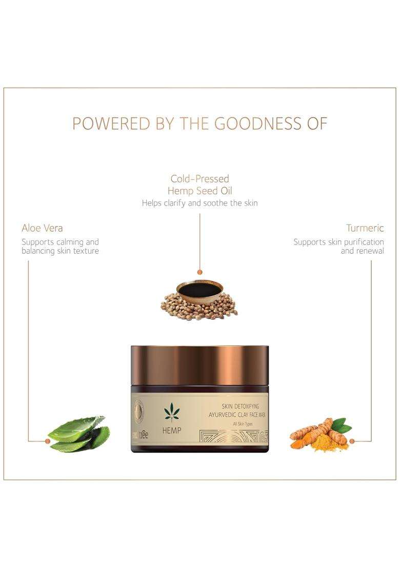 SoulTree Hemp Skin Detoxifying Ayurvedic Clay Face Mask 50g | Authentic Traditional Formula - Indya