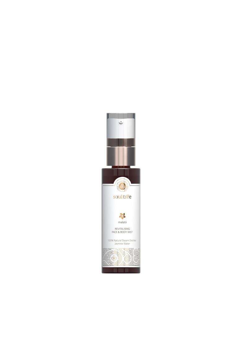 SoulTree Malatii Revitalising Face & Body Mist, 50 ml | Authentic Traditional Formula | Steam-Distilled Jasmine Flower Water & Ayurvedic Ingredients - Indya