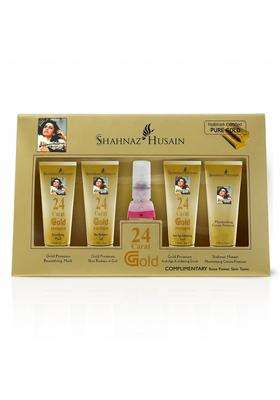Shahnaz Herbals Gold Facial Kit For Instant Glow with 24k Pure Gold 40g | 4 Easy Steps With Complimentary Skin Tonic,( 40g+15 ml )