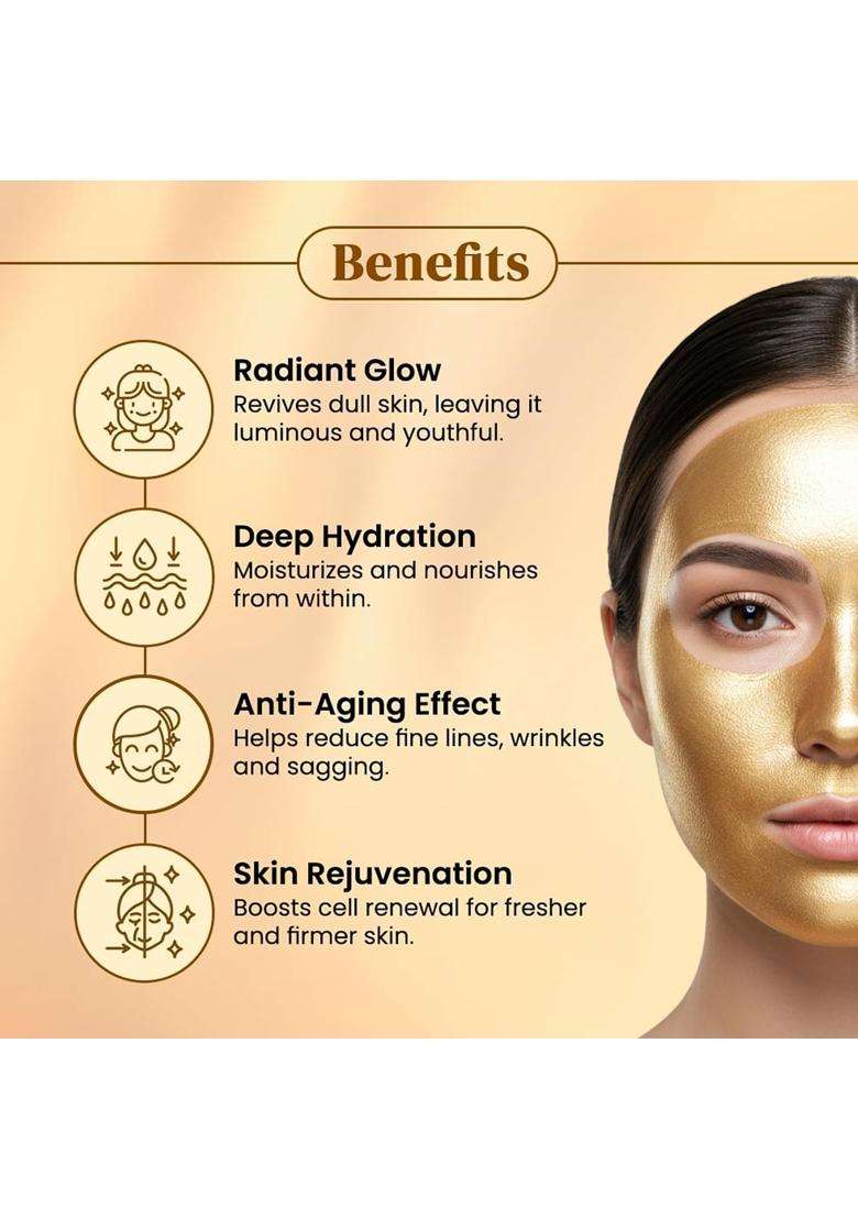 Shahnaz Herbals Gold Facial Kit For Instant Glow with 24k Pure Gold 40g | 4 Easy Steps With Complimentary Skin Tonic,( 40g+15 ml ) - Indya