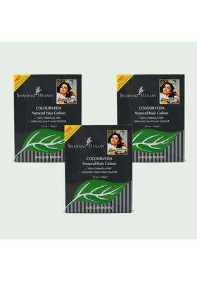 Shahnaz Herbals Colourveda 100g (Pack of 3) | 100% Chemical Free | Blackish Brown