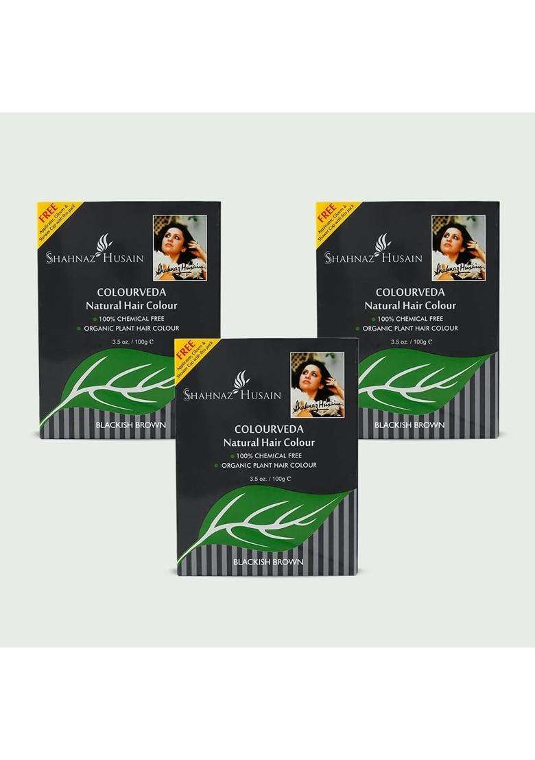 Shahnaz Herbals Colourveda 100g (Pack of 3) | 100% Chemical Free | Blackish Brown - Indya