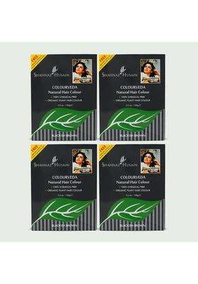 Shahnaz Herbals Vedic Solutions Colourveda Natural Hair Colour, Blackish Brown, 100 g (Pack of 4)