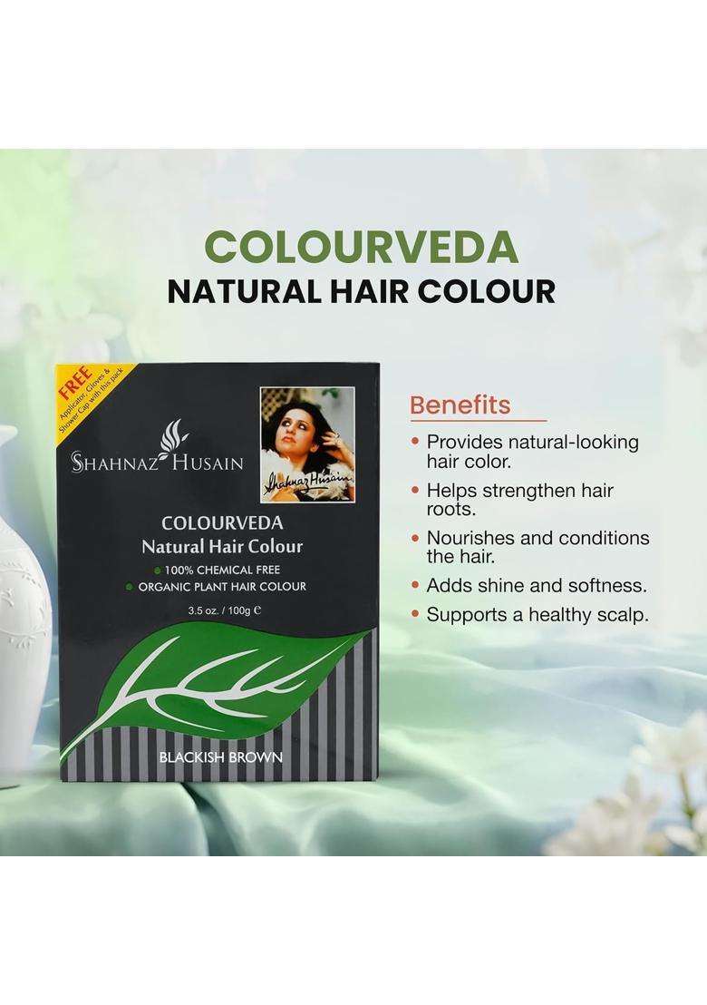 Shahnaz Herbals Vedic Solutions Colourveda Natural Hair Colour, Blackish Brown, 100 g (Pack of 4) - Indya