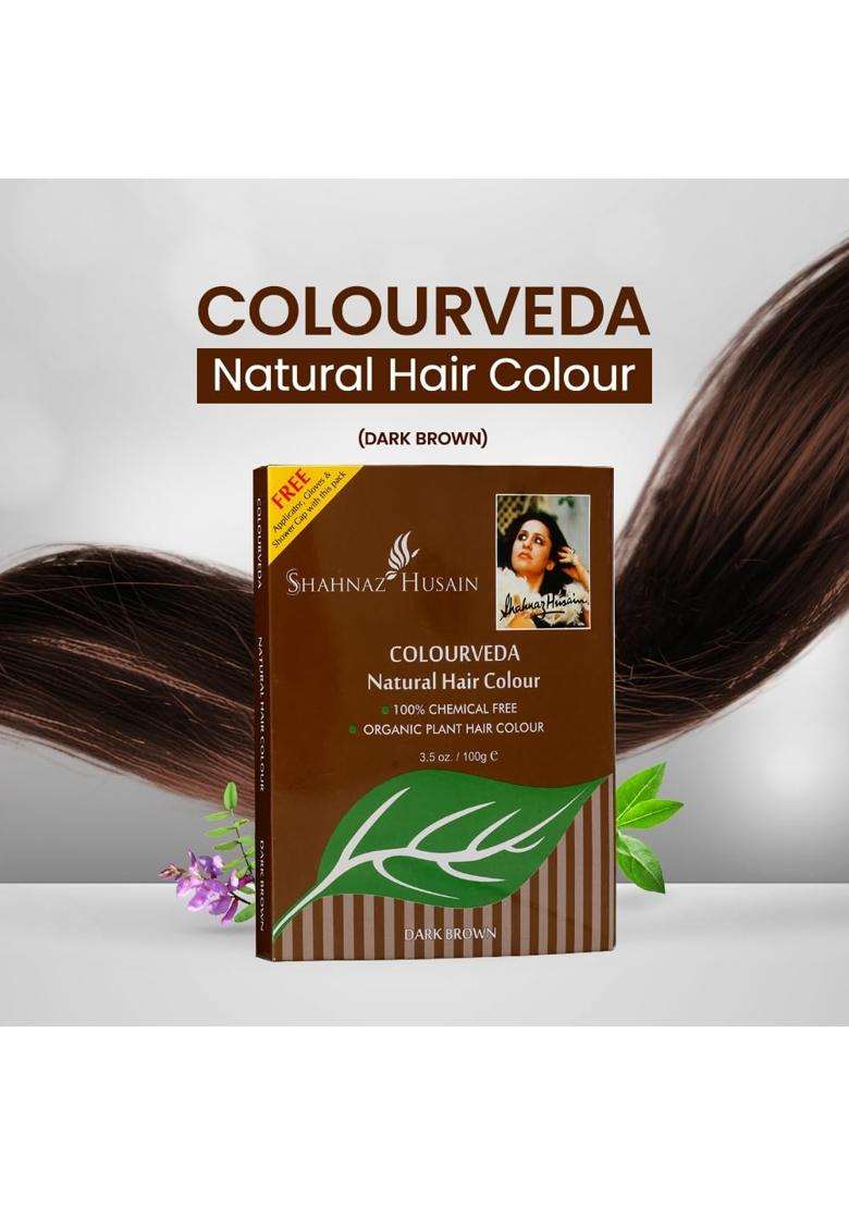 Shahnaz Herbals Vedic Solutions Colourveda Natural Hair Colour 100 g (Dark Brown) - Indya