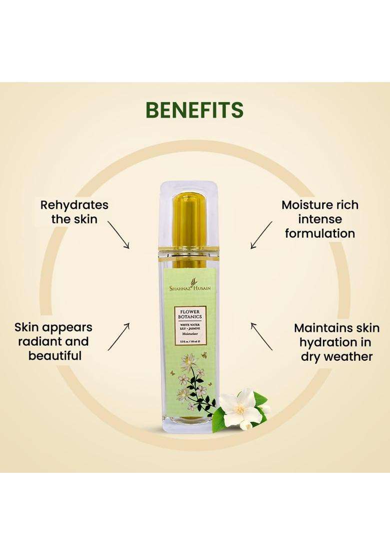 Shahnaz Herbals Flower Botanics 100 ml | White Water Lily-Jasmine Moisturiser - Indya
