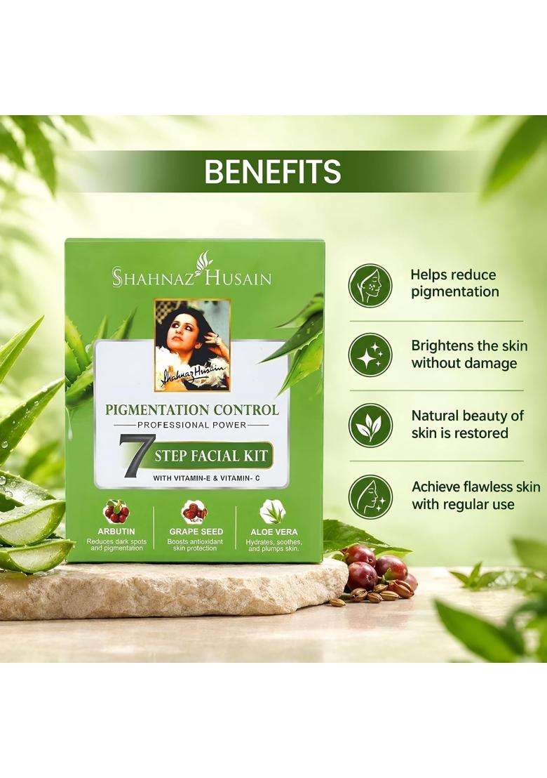 Shahnaz Herbals Professional Power 7 Step Facial Kit for Glowing Skin, Anti-Aging & Deep Cleansing, 63g - Indya