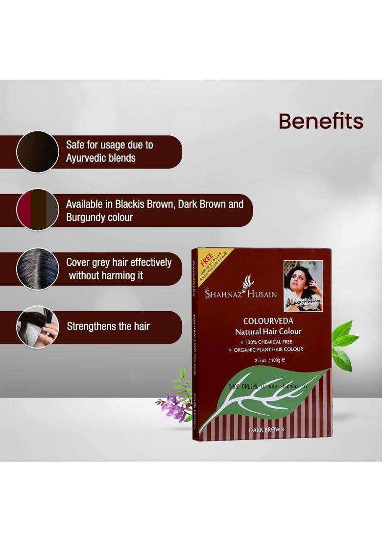 Shahnaz Herbals Colourveda 100g | Natural Hair Colour | 100% Chemical Free | Dark Brown - Indya