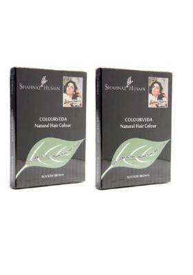 Shahnaz Herbals Colourveda Natural Hair Colour 100% Chemical Free Blackish Brown 100g (Pack of 2)