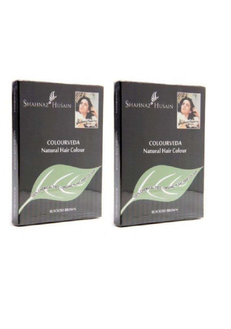 Shahnaz Herbals Colourveda Natural Hair Colour 100% Chemical Free Blackish Brown 100g (Pack of 2) - Indya
