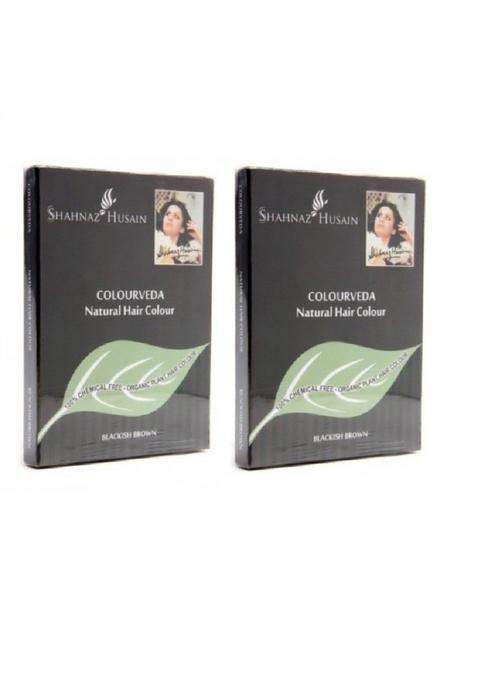 Shahnaz Herbals Colourveda Natural Hair Colour 100% Chemical Free Blackish Brown 100g (Pack of 2)