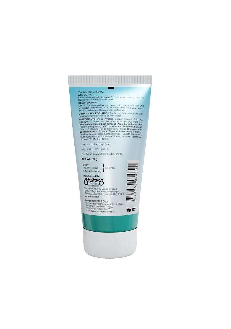 Shahnaz Herbals Oops Face wash 50g | Tough On Acne | Gentle On Skin - Indya