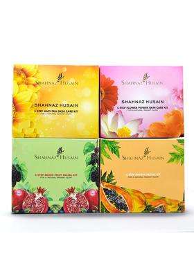Shahnaz Herbals 5 Step Facial Kit for Glowing & Rejuvenated Skin, Herbal Skincare Treatment, 50g (50 g, Family Pack) (Pack of 4)