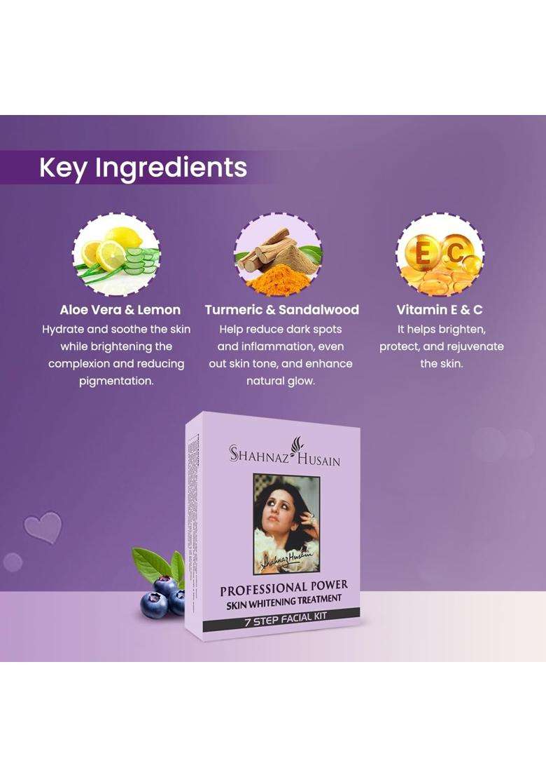 Shahnaz Herbals Professional Power Skin Whitening Treatment (48g+15 ml) | 7 Steps Facial Kit - Indya
