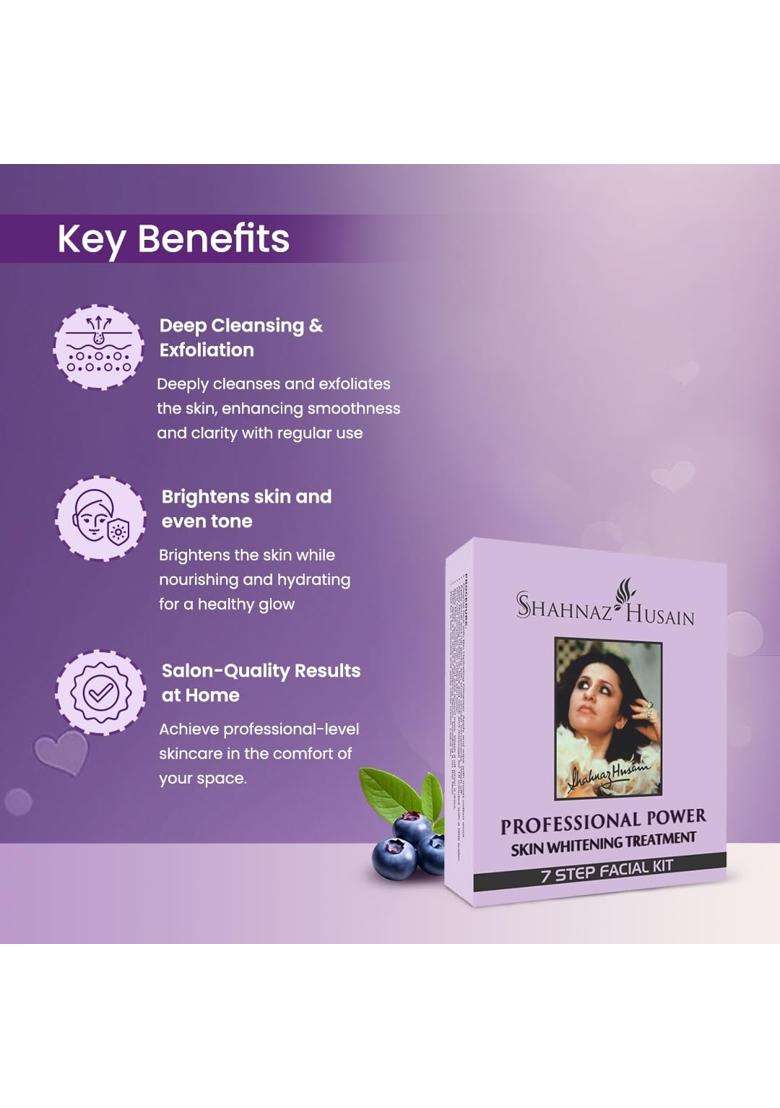 Shahnaz Herbals Professional Power Skin Whitening Treatment (48g+15 ml) | 7 Steps Facial Kit - Indya