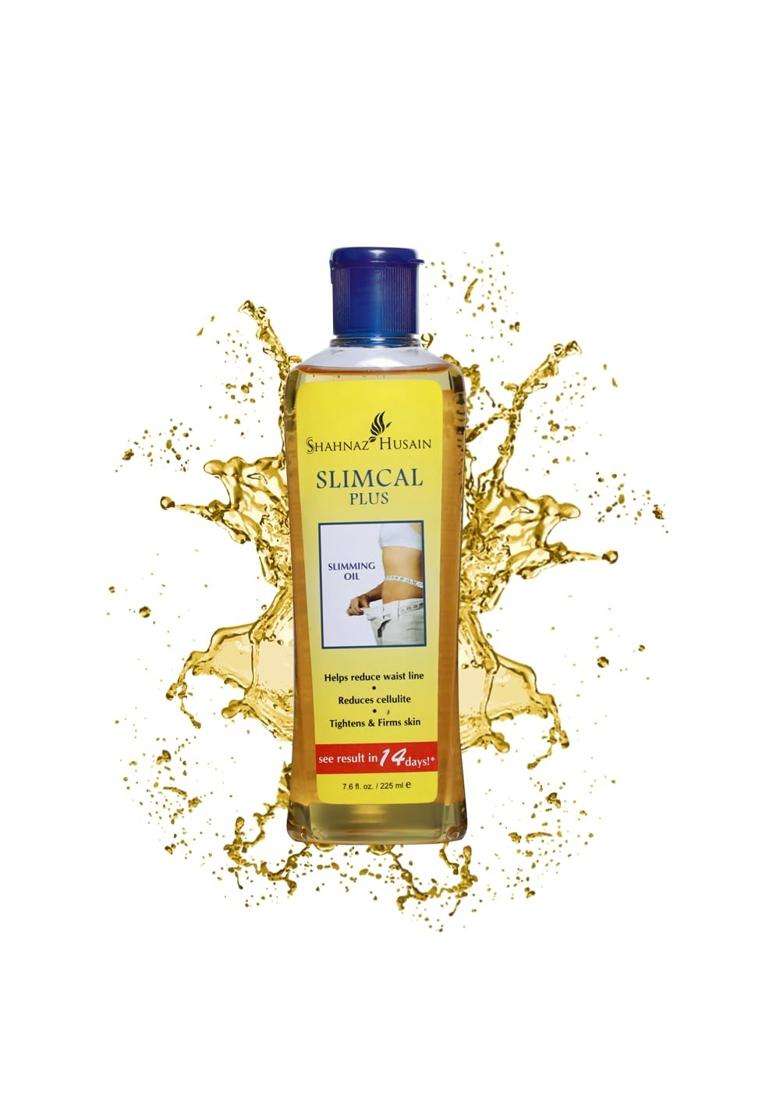 Shahnaz Herbals Slimcal Plus Slimming Oil 225 ml | Helps Reduce Waistline | Tightens & Firms Skin | See Results in 14 Days - Indya