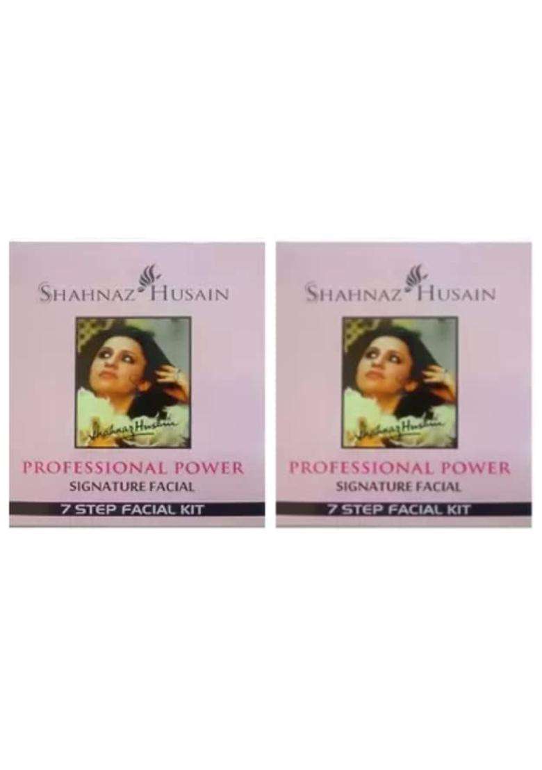 Shahnaz Herbals Professional Power 7 Step Facial Kit for Glowing Skin, Anti-Aging & Deep Cleansing, 48g (Pack of 2) - Indya