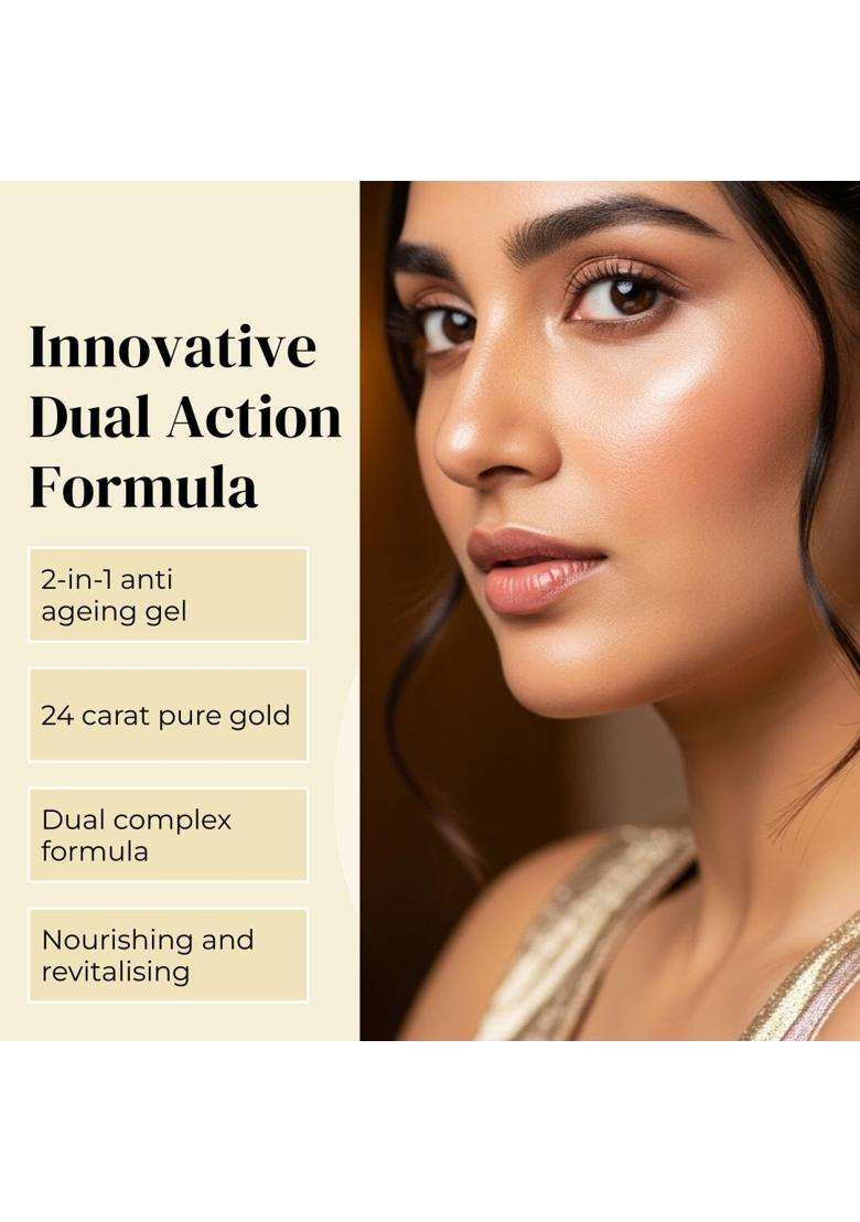 Shahnaz Herbals Vedic Solutions 2-in-1 Anti Ageing Gel 24 Carat Natures Gold, 40g - Indya