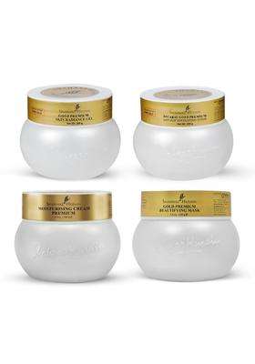 Shahnaz Herbals Gold Premium Facial kit 200g, Moisturising Cream (Pack of 4) | I For Exfoliated, Nourished & Hydrated Skin | 180g)