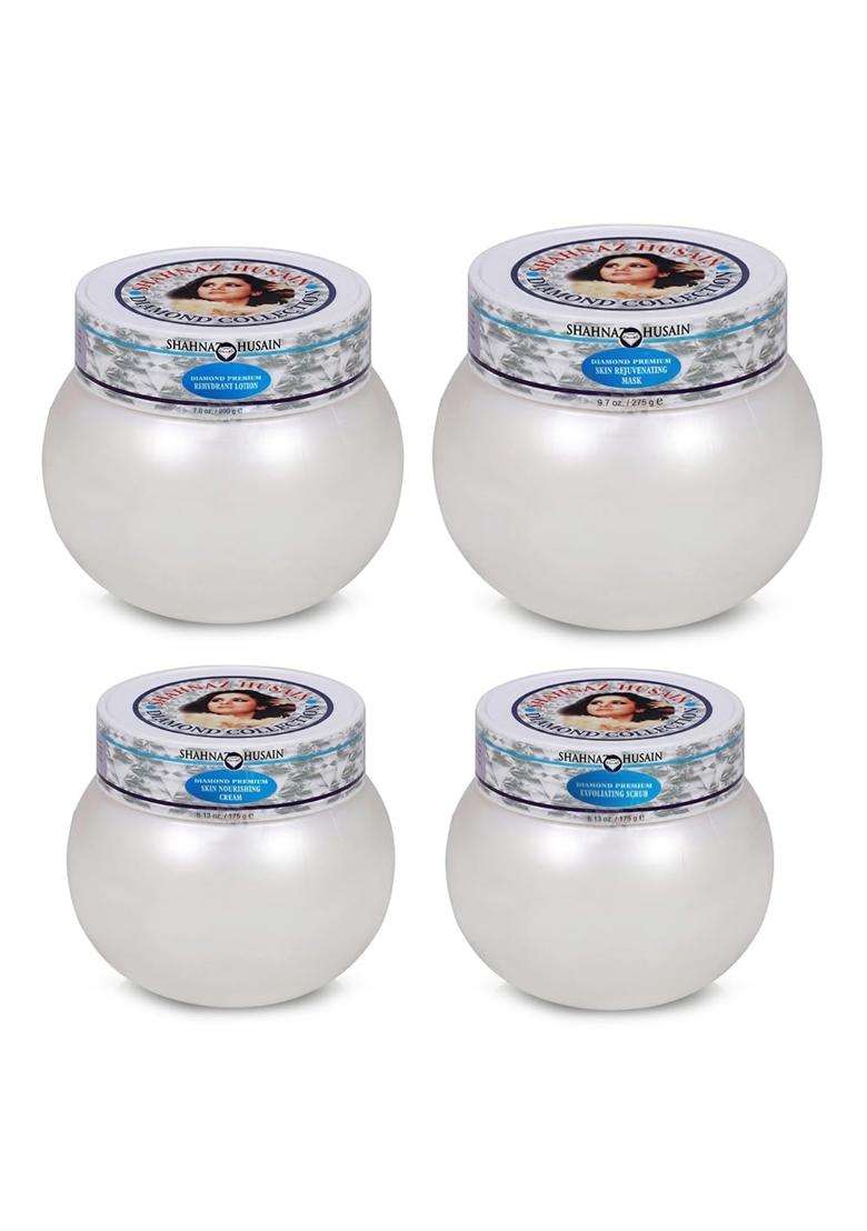 Shahnaz Herbals Diamond Premium Facial 200g Rejuvenating Mask (Pack of 4) | I For Exfoliated, Nourished & Hydrated Skin | ( Rehydrant Lotion | 175g ) - Indya