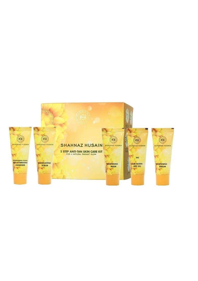 Shahnaz Herbals 5 step anti- tan skin care facial kit for a natural radiant glow, Gold (Pack of 2) - Indya